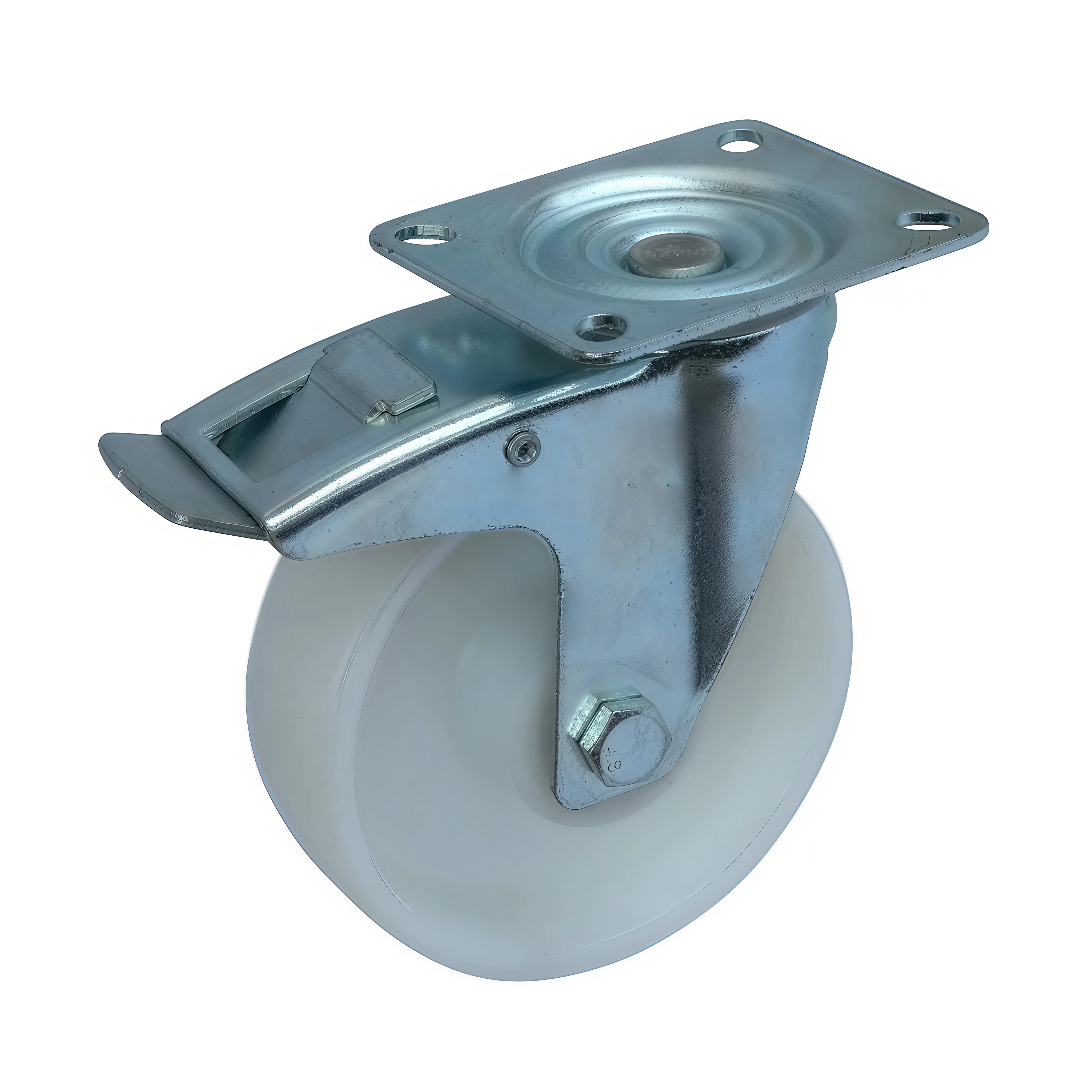 SCpnb 55w - Большегрузное нейлоновое колесо 125 мм (площадка, поворот, тормоз, роликоподш)