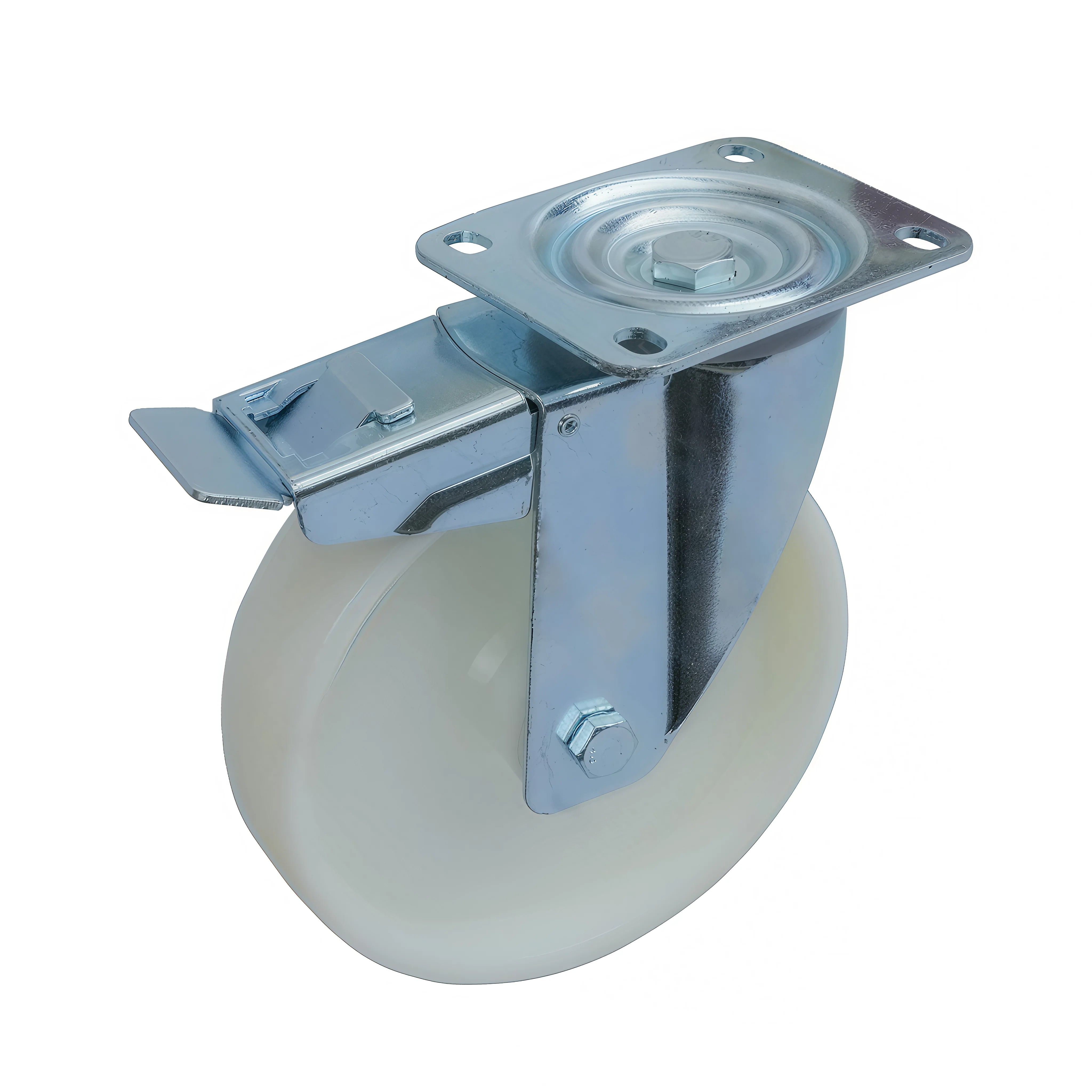 SCpnb 80 - Большегрузное нейлоновое колесо 200 мм (площадка, поворотн, тормоз, роликоподш)