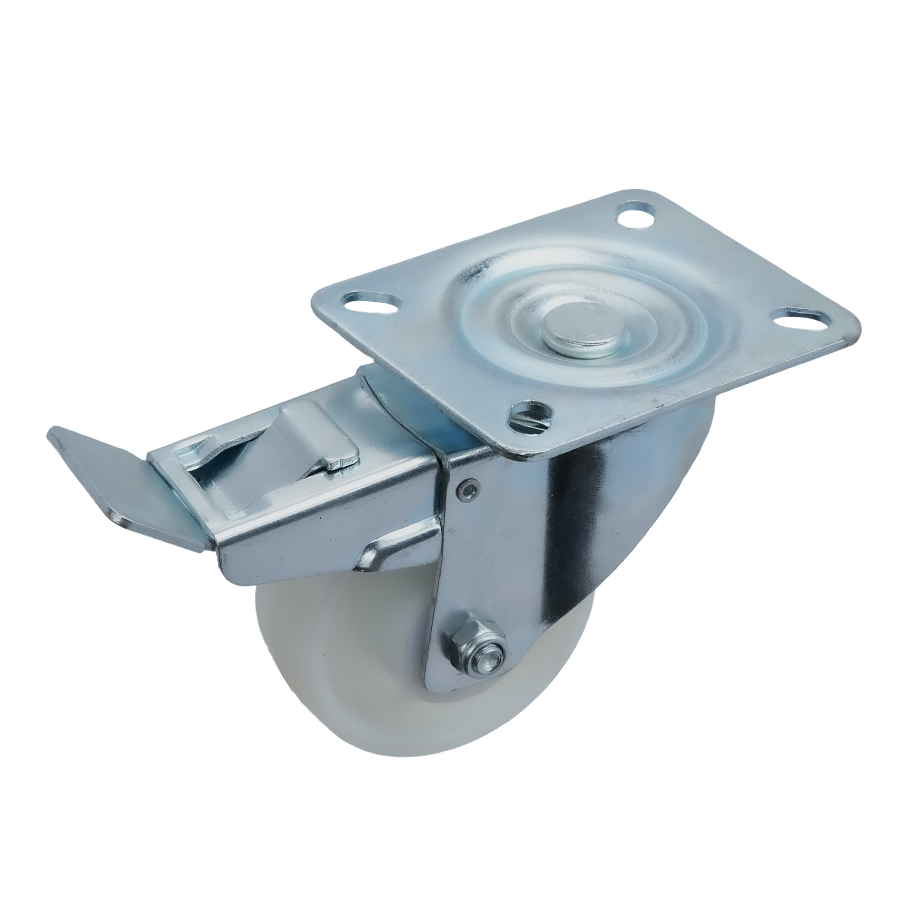 SCpnb 93 - Большегрузное нейлоновое колесо 80 мм (площадка, поворотн, тормоз, роликоподш)