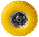 PU 1804-20 - Колесо для тачки / тележки полиуретановое бескамерное 3.00-4, диаметр 260 мм, ось 20 мм, металлический обод, симметричная ступица, шариковый подшипник